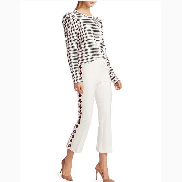 DEREK LAM 10 CROSBY| Amara Long-Sleeve Puff-Shoulder Tee - Picture 6 of 8